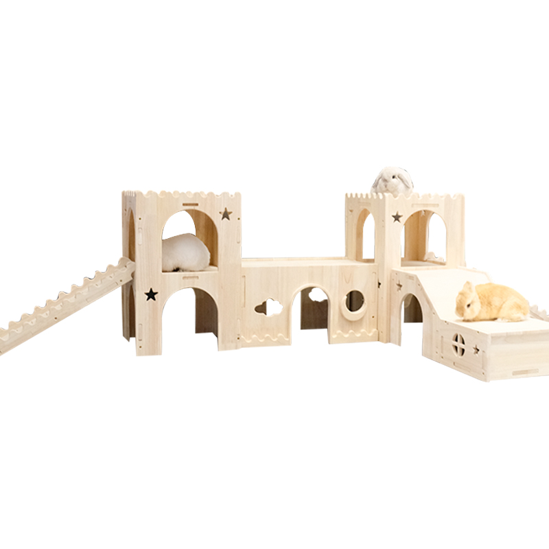 UMI豪华木质双层城堡兔子宠物木屋可拆卸拼装宠物猫咪躲避带滑梯,淘宝优惠券,粉丝福利购,淘宝优惠卷