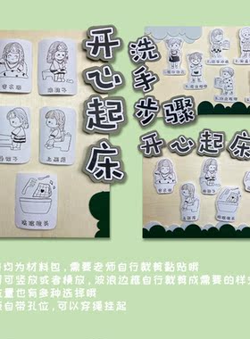 幼儿园区域环境布置标识简笔画规则牌早上好餐前餐后系列环创木板