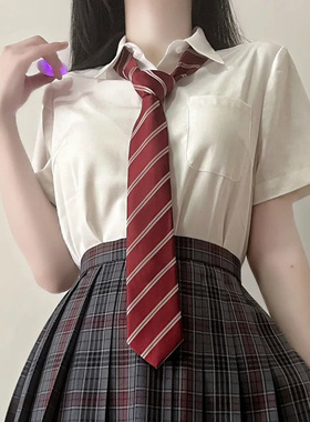 日系学院风jk红色条纹领带女