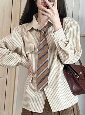 棕色复古咖啡色学院风领带女款
