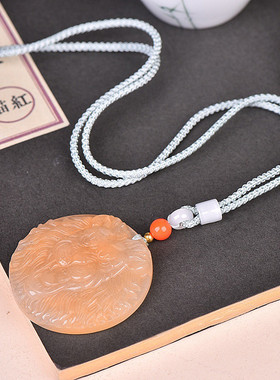 金丝玉女款彩玉玉佩毛衣坠项链