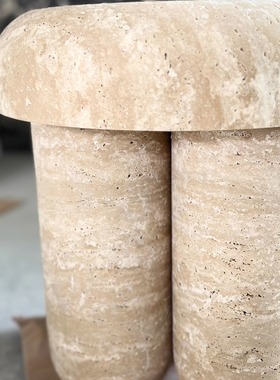 洞石家具家私桌子茶几边几墩子可定制天然大理石异形拼接