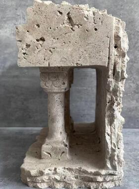 天然黄洞石白洞欧式中世界建筑罗马柱拱门设计师款自然面雕刻