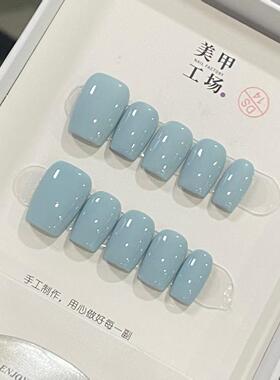 纯色短款穿戴甲片韩系高级感自然