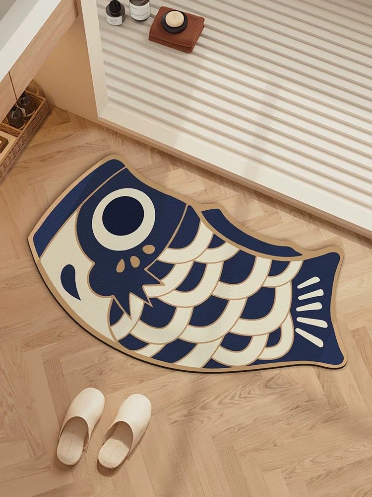 可爱卡通门垫地毯硅藻泥浴室卫生间厕所门口吸水防滑鲤鱼异形脚垫,淘宝优惠券,粉丝福利购,淘宝优惠卷