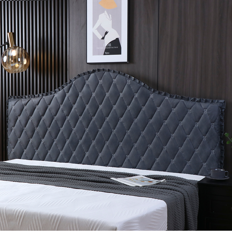 2025新款免洗科技布欧式半圆床头罩凹凸弧形防滑木床头加厚保护套 - 图2