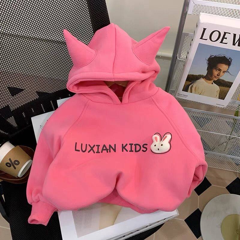女童连帽加绒卫衣套装秋冬装新款女宝宝洋气保暖上衣打底裤两件套,淘宝优惠券,粉丝福利购,淘宝优惠卷