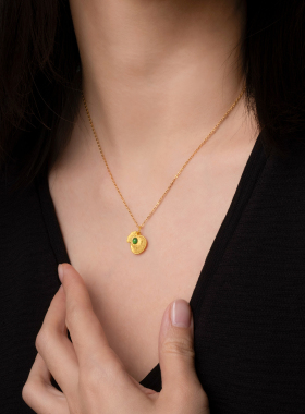 帝王绿翡翠钱袋吊坠O字锁骨链