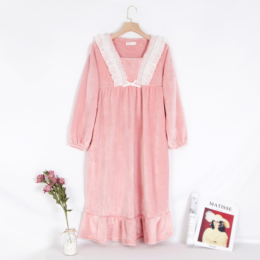 秋冬季珊瑚绒加绒长袖法兰绒睡衣 幻想曲睡裙