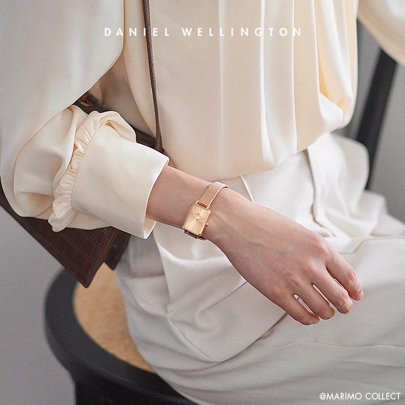 dw幻彩系列玫瑰金麦穗表带方形手表 DanielWellington海外欧美腕表