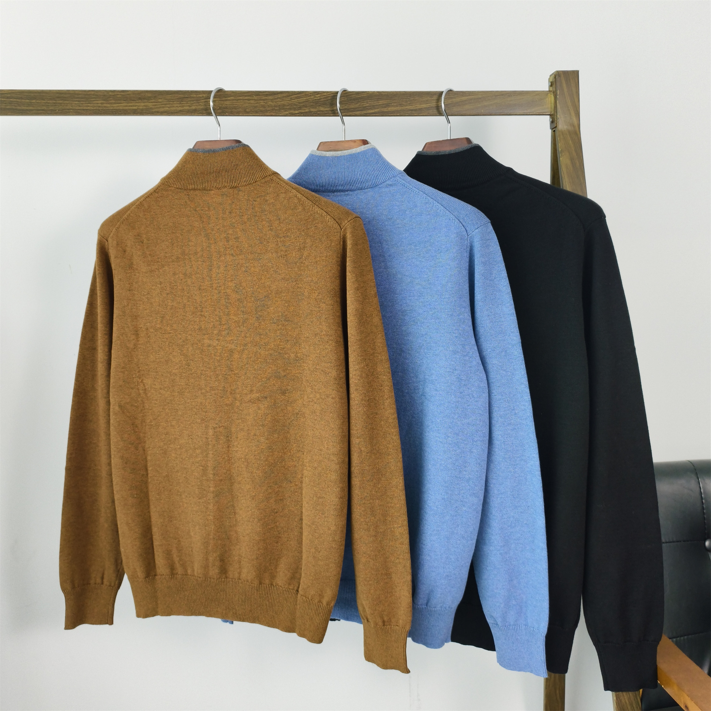 秋冬商务男士立领半拉链针织衫毛衣纯棉线衫休闲长袖纯色针织衫,淘宝优惠券,粉丝福利购,淘宝优惠卷