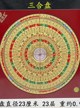 万福堂罗盘风水盘高精度八寸三元三合综合盘专业初学者摆件铝箱