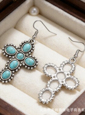 单排闪钻耳环复古波西米亚风