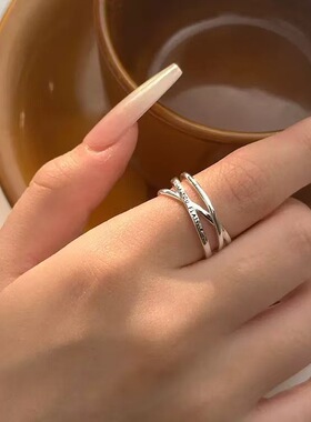 简约小众交织开口食指戒可调
