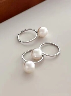 单颗珍珠素圈戒指气质百搭