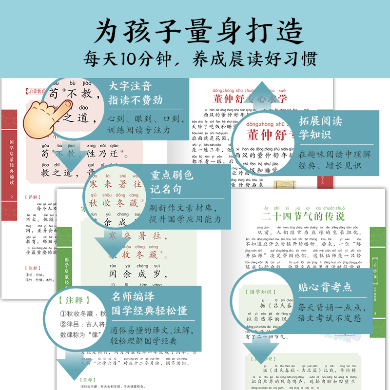 正版千字文百家姓弟子规三字经大字有声注音版彩绘经典国学诵读早教儿童一二年级笠翁对韵论语声律启蒙注释完整版启蒙拼音早教书 - 图1