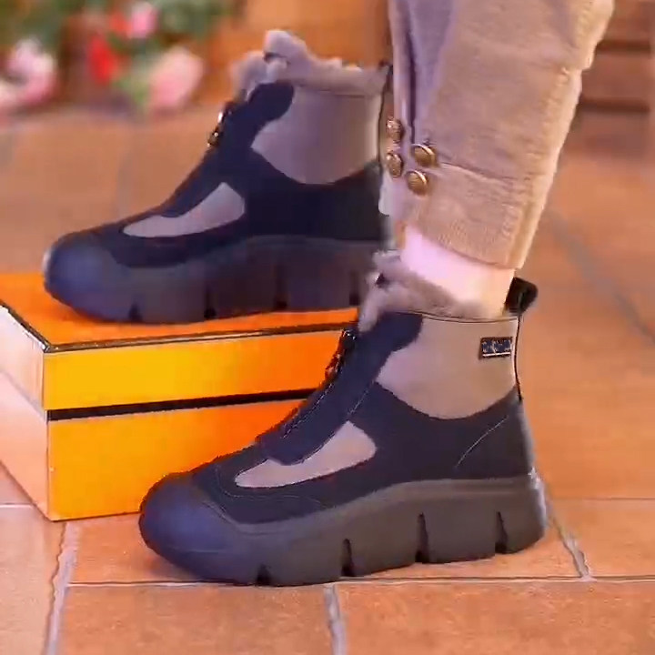 皮毛一体雪地靴女厚底加绒加厚保暖棉鞋2025年冬季新款马丁靴棉靴,淘宝优惠券,粉丝福利购,淘宝优惠卷