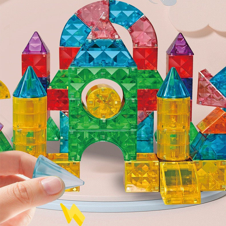 儿童益智玩具磁力积木DIY可拼装磁吸彩色透明钻面图形大颗粒礼物,淘宝优惠券,粉丝福利购,淘宝优惠卷