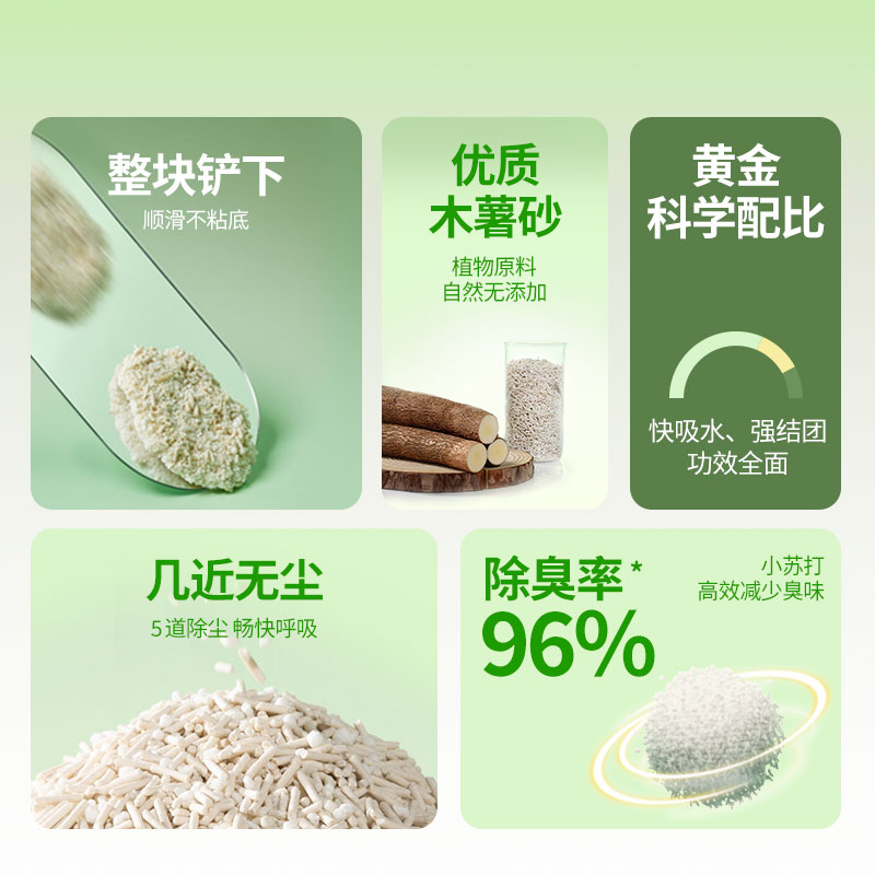 小佩木薯猫砂植物混合砂猫沙强吸水不粘底除臭砂几近无尘无甲醛