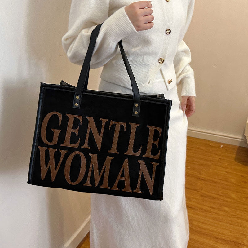 复古麂皮绒大容量包包女2025新款字母单肩托特包高级感妈咪通勤包,淘宝优惠券,粉丝福利购,淘宝优惠卷