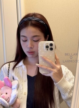 Bellar复古格纹少女学院爱心发箍