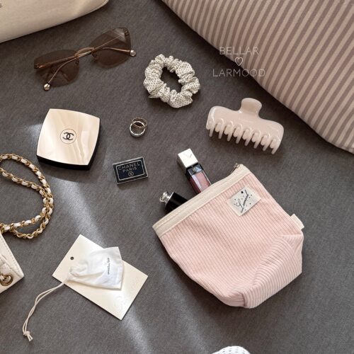 Bellar / larmood Basic girly少女旅行化妆灯芯绒收纳包 2size！ - 图1