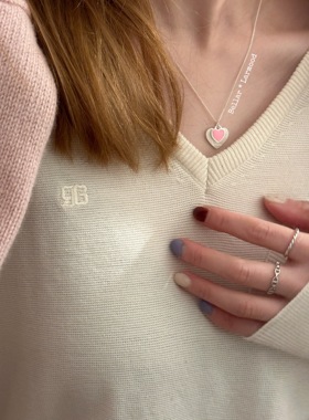 bellar925s纯银爱心双层项链