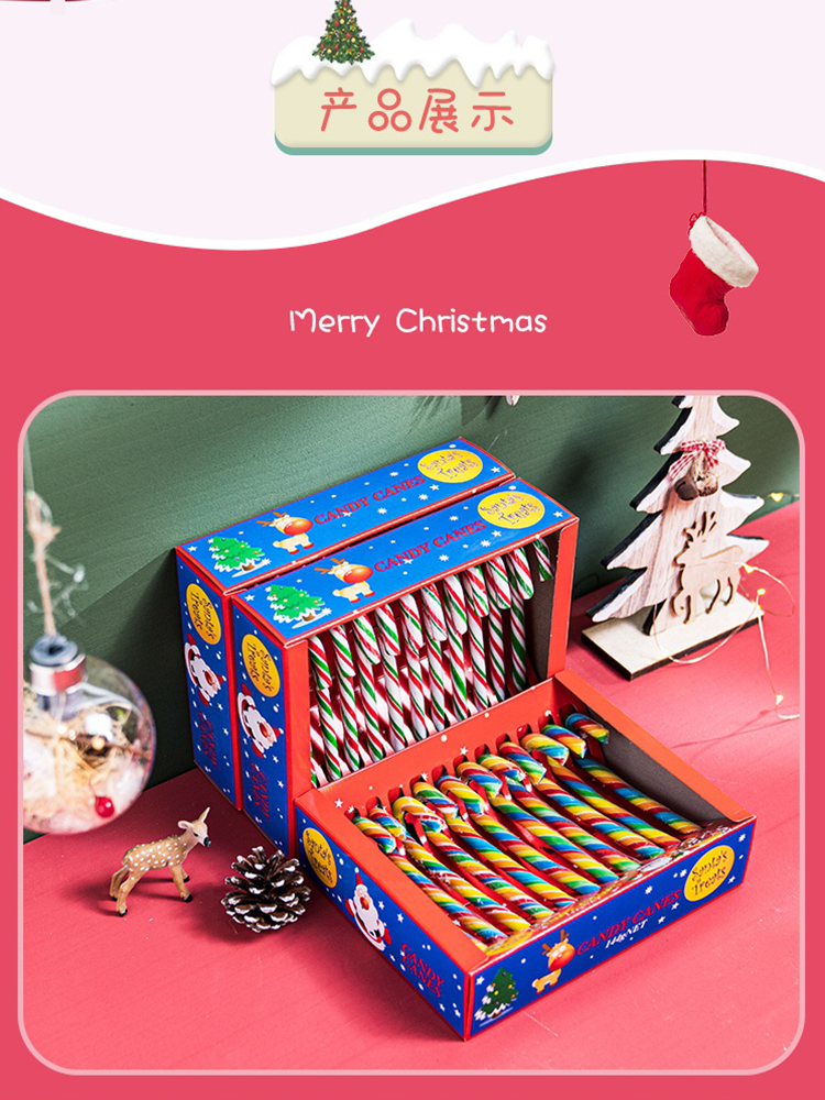 圣诞节糖果创意12支盒装拐杖棒棒糖散装袋装糖果圣诞小礼物糖-图2