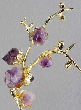 天然紫水晶黄铜招财摆件家居装饰品客厅玄关酒柜摆设乔迁新居礼物