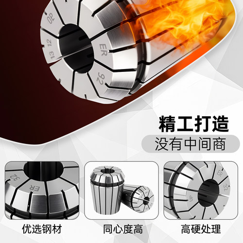 高精度弹簧筒夹ER8/11/16/20/25/32/40铣床雕刻机数控刀柄er夹头 - 图2