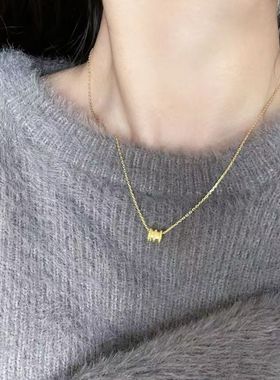 「钛钢不掉色」金色小蛮腰项链女轻奢小众ins高级感毛衣链锁骨链