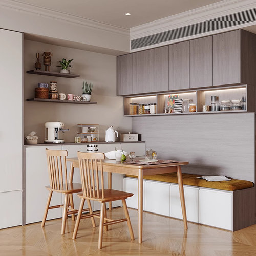 欧派客餐厅餐边柜酒柜定制厨房隔断柜展示柜一体整体收纳柜北欧风 - 图0