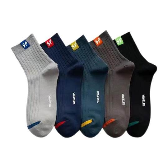 Men's striped socks thickened in autumn and winter, sweat-absorbing medium tube breathable and versatile four seasons versatile trendy sports socks business