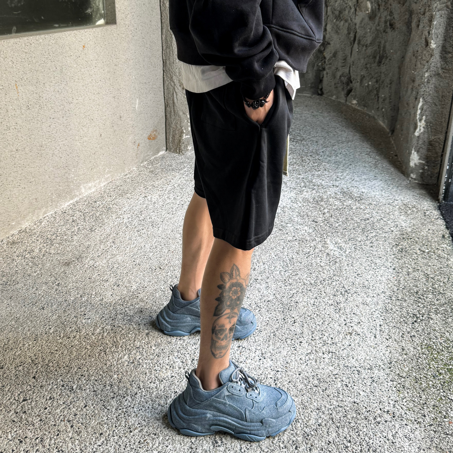 【帽子先森】淡蓝复古老爹鞋男牛仔布运动鞋厚底增高松糕鞋低帮鞋 - 图0