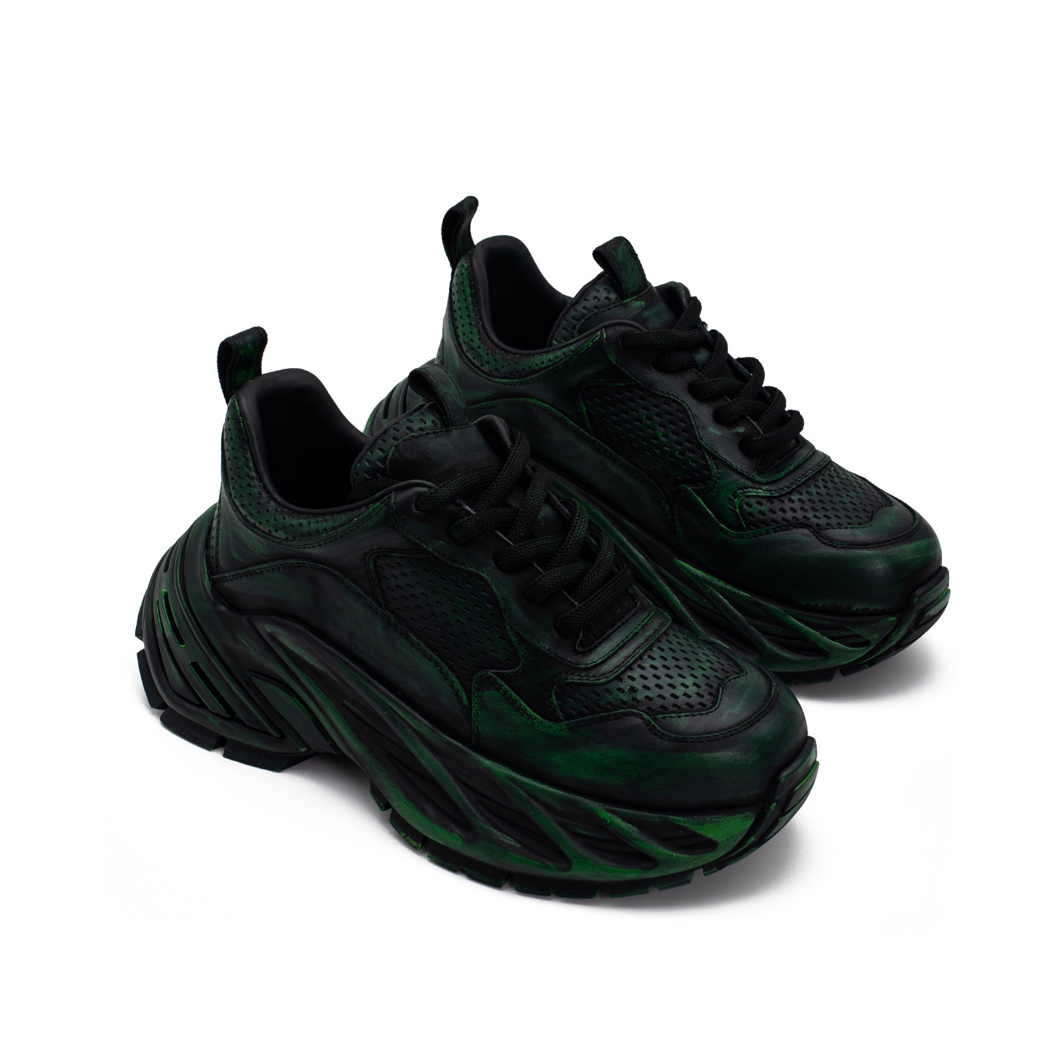 【帽子先森】暗夜绿厚底老爹鞋男真皮复古运动鞋欧货增高休闲鞋潮,淘宝优惠券,粉丝福利购,淘宝优惠卷