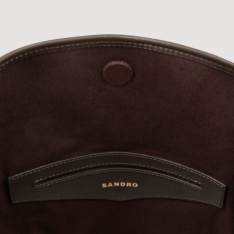 季末6折SANDRO2025秋冬新款女士绒面皮革拼接金属扣单肩背提包,淘宝优惠券,粉丝福利购,淘宝优惠卷