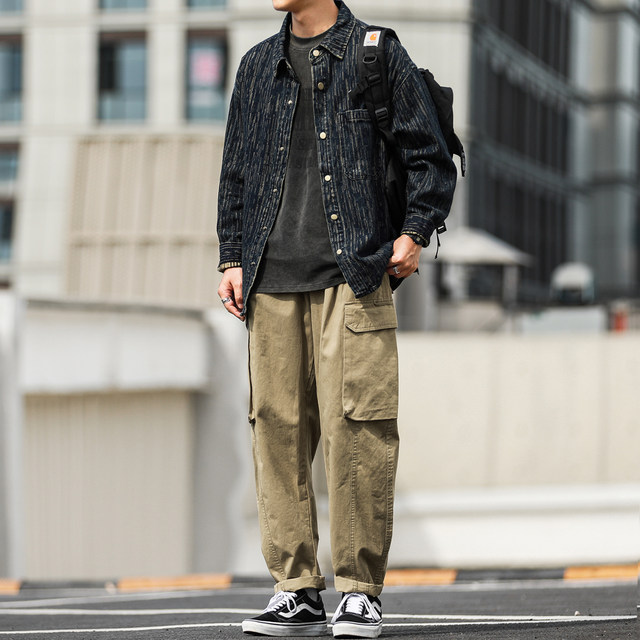 Heima Qisuo Japanese style multi-pocket overalls