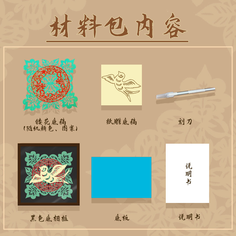 非遗纸雕diy材料包儿童手工制作材料包刻纸暖场亲子团建活动物料,淘宝优惠券,粉丝福利购,淘宝优惠卷
