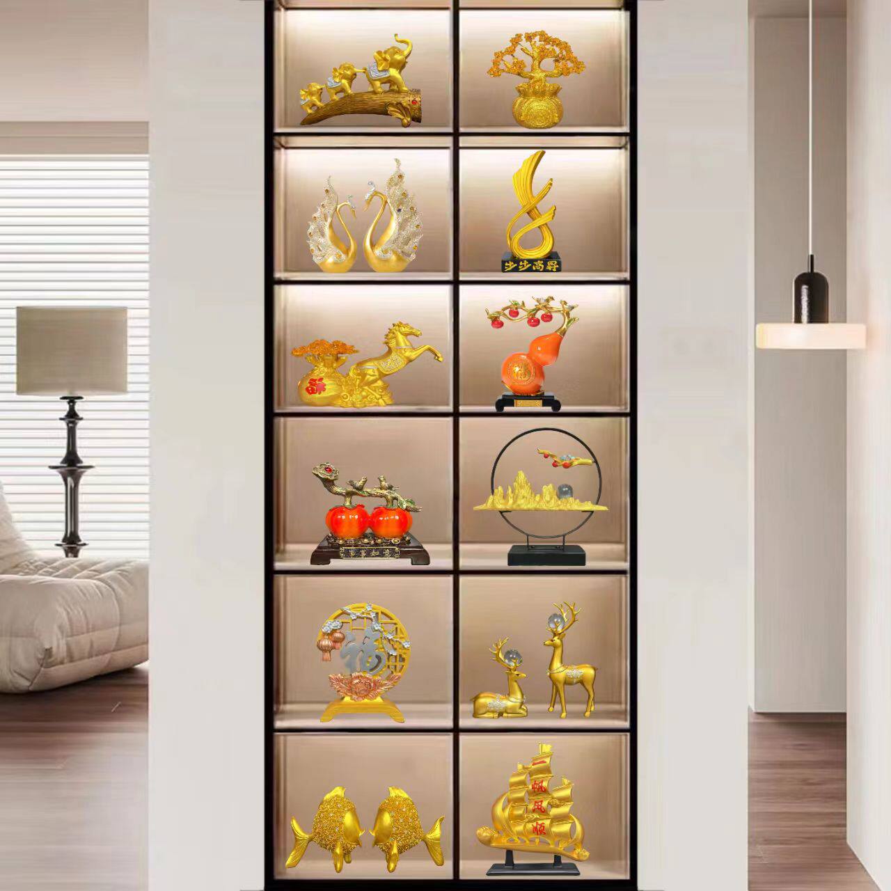 高档酒柜摆件客厅电视展示柜新中式装饰大气上档次乔迁新居摆设品,淘宝优惠券,粉丝福利购,淘宝优惠卷