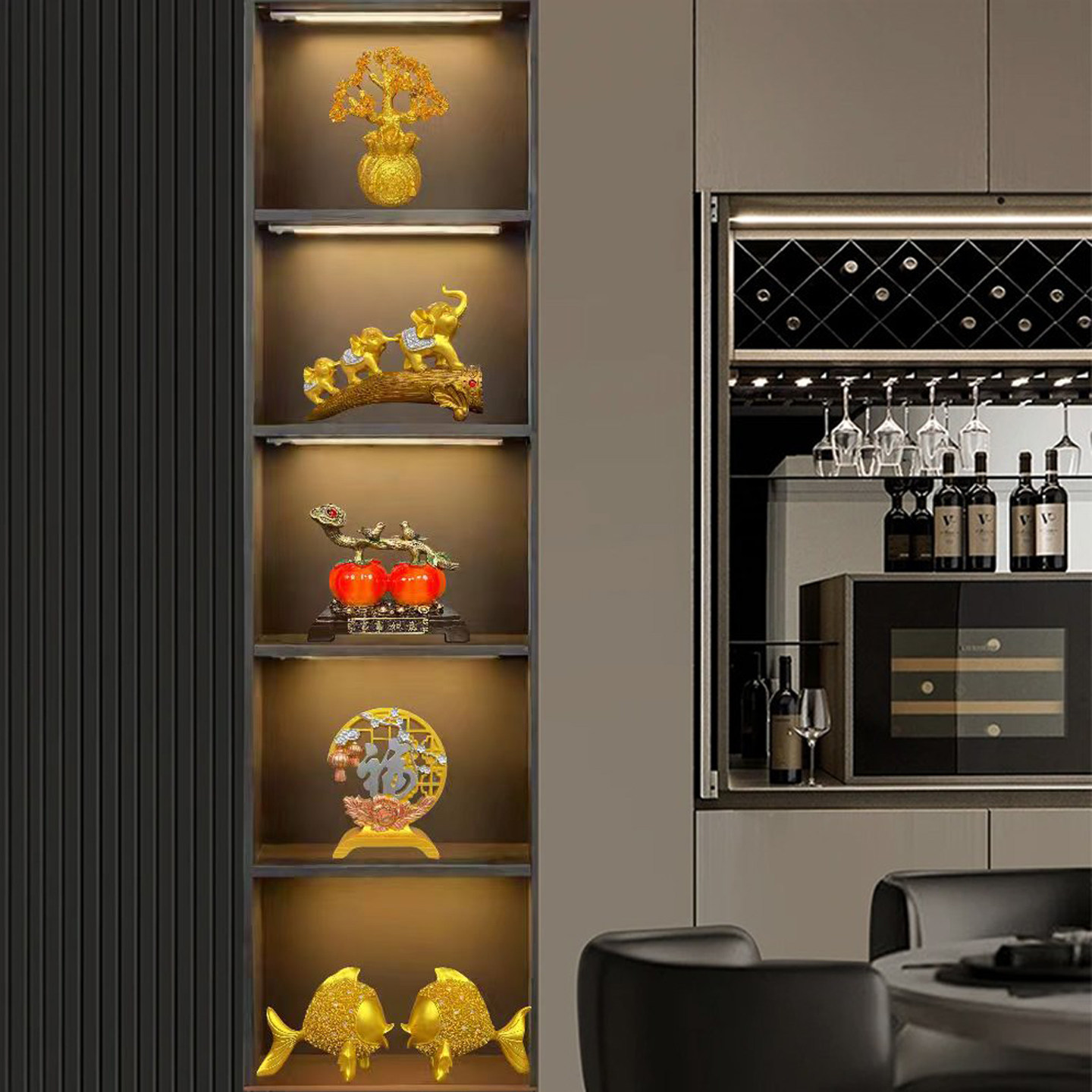 高档酒柜摆件客厅电视展示柜新中式装饰大气上档次乔迁新居摆设品,淘宝优惠券,粉丝福利购,淘宝优惠卷