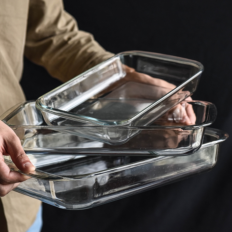 Rectangular tempered glass baking dish dishes household - 图0