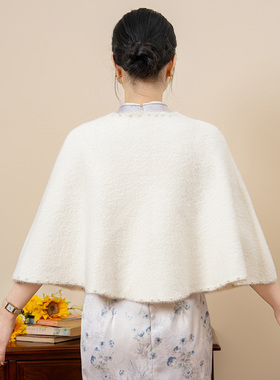 婚纱礼服旗袍立领珍珠保暖毛披肩