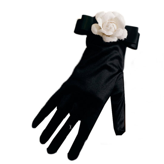 黑色晚礼服手套新娘蝴蝶结婚纱网红旅拍照道具写真法式复古赫本风
