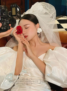新娘泡泡头纱结婚蓬蓬纱长款造型