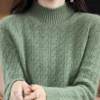 Cashmere sweater women's autumn and winter half turtleneck bottoming sweater thickened knitted sweater inner top loose solid color