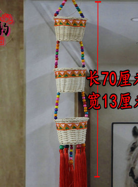 古韵新款民族风装饰竹编花篮餐馆