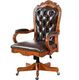 Office chair solid wood genuine leather hibiscus flower