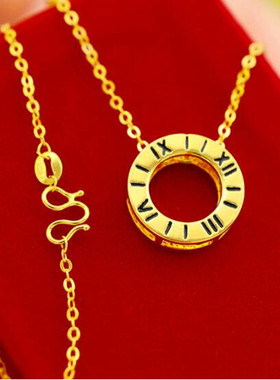 女士罗马数字时来运转仿真金项链