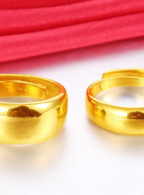 光面沙金活口情侣戒指