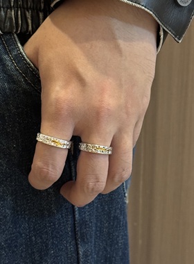 黄金瞳复古戒指男生小众设计嘻哈男士可调节指环女单身食指戒新款